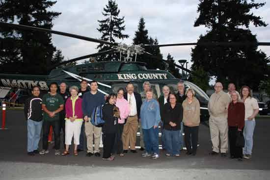 The King County Sheriff’s Air Support Unit landed at Kenmore City Hall on May 16 for the annual Police Department’s Citizen Academy. Pilot John Pugh shared information about the unit and answered questions from students.