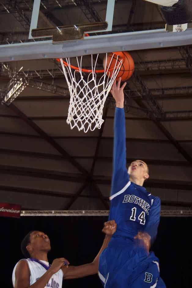 Bothell senior Zach LaVine goes up for two of his 16 points Thursday morning against Garfield.