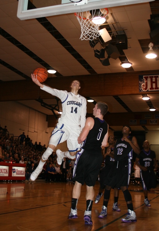 Bothell's Zach LaVine scores two of his 18 points against Garfield Friday at Juanita High School.