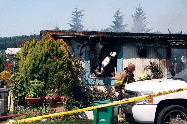 A fully-involved fire destroyed this Bothell mobile home