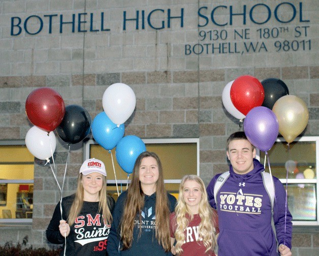 These three Bothell High School seniors signed letters of intent to  play soccer at the collegiate level next year: Sara Christensen