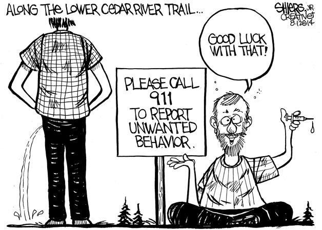 Along the lower Cedar River trail | Cartoon for Aug. 13