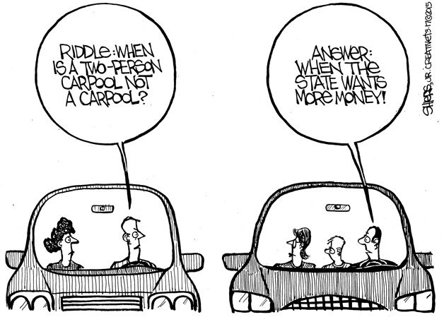 When is a two-person carpool not a carpool? | Cartoon for March 21