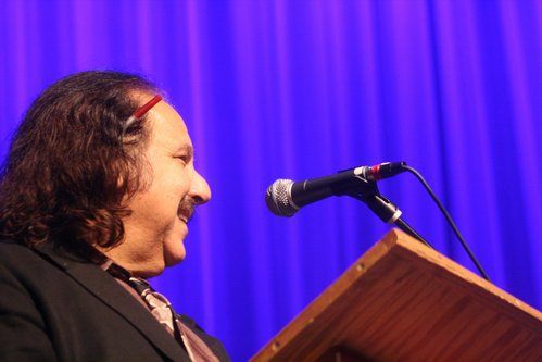 Adult film star Ron Jeremy shares a laugh with EastLake Community Church pastor Ryan Meeks and visiting pastor Craig Gross Saturday night at the Bothell church.