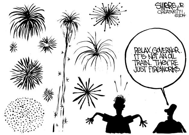 It's not an oil train. They're just fireworks. | Cartoon for June 3