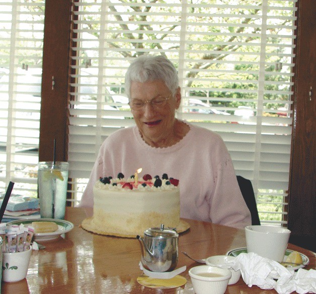 Mary Mussman at her 80th surprise birthday party hosted by the swimmers at the Northshore YMCA.