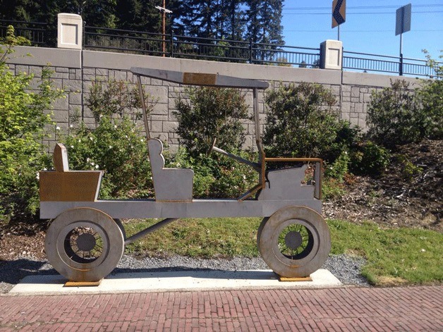 This Ford Model T Sculpture at Red Brick Road Park in Bothell was created by local high school students.