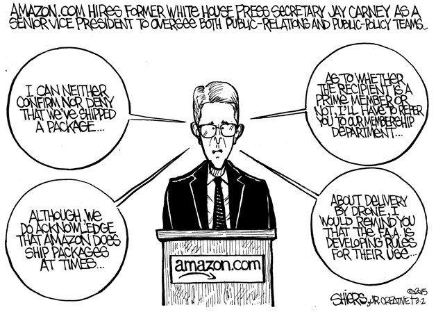 Jay Carney will oversee public relations for Amazon.com | Cartoon for Feb. 3