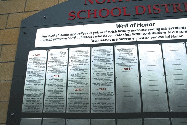 The Northshore School District Wall of Honor is located at Pop Keeney Stadium in Bothell.