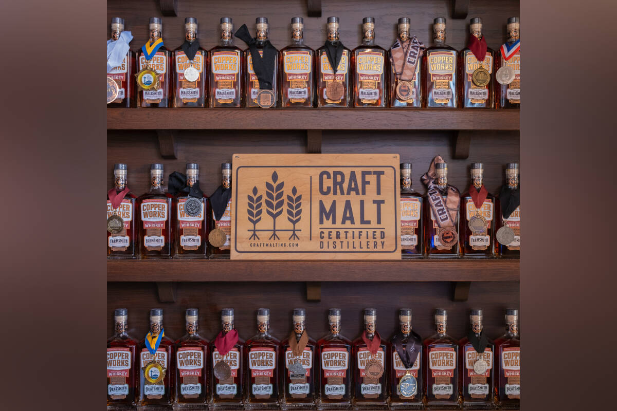 Copperworks Distillery produces small-batch American Single Malt Whiskey, gin, and vodka, all made from malted barley and distilled in traditional copper stills