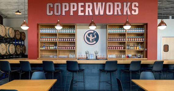 Copperworks Distillery produces small-batch American Single Malt Whiskey, gin, and vodka, all made from malted barley and distilled in traditional copper stills